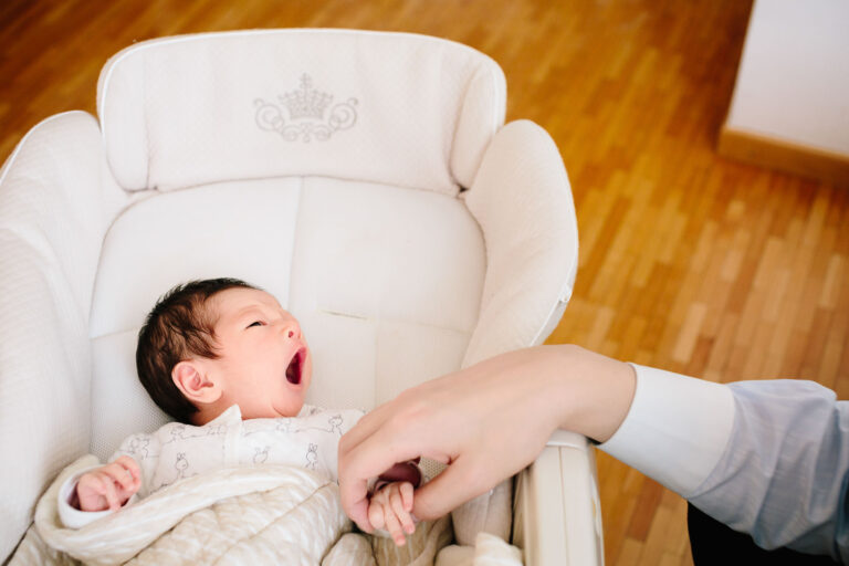 Newborn baby yawns