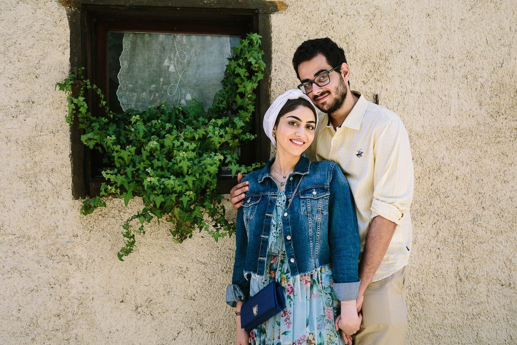 Muslim couple pose for couple photos in the Lavaux