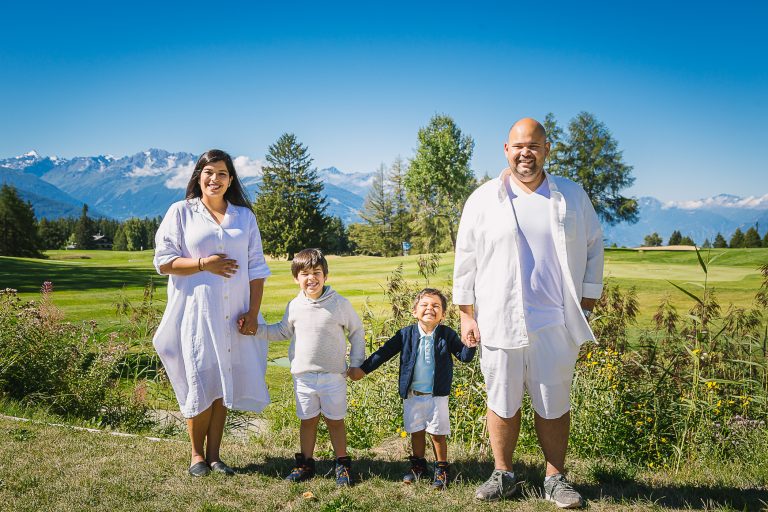 Family in Crans Montana by the golf club