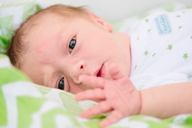 Newborn baby with eyes open