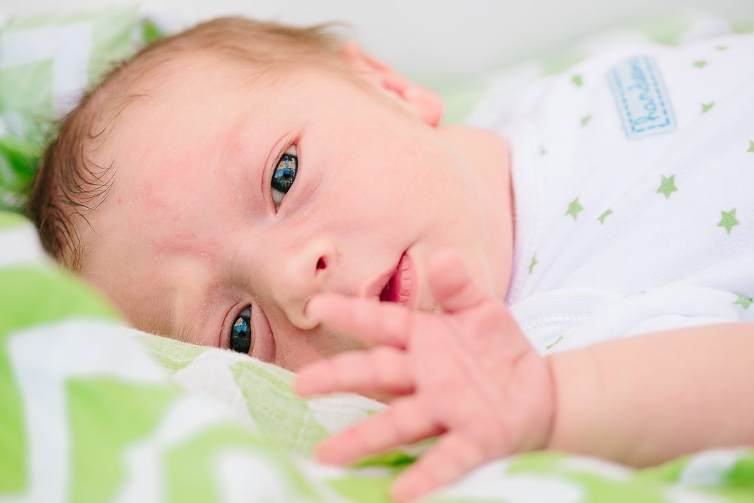 Newborn baby with eyes open